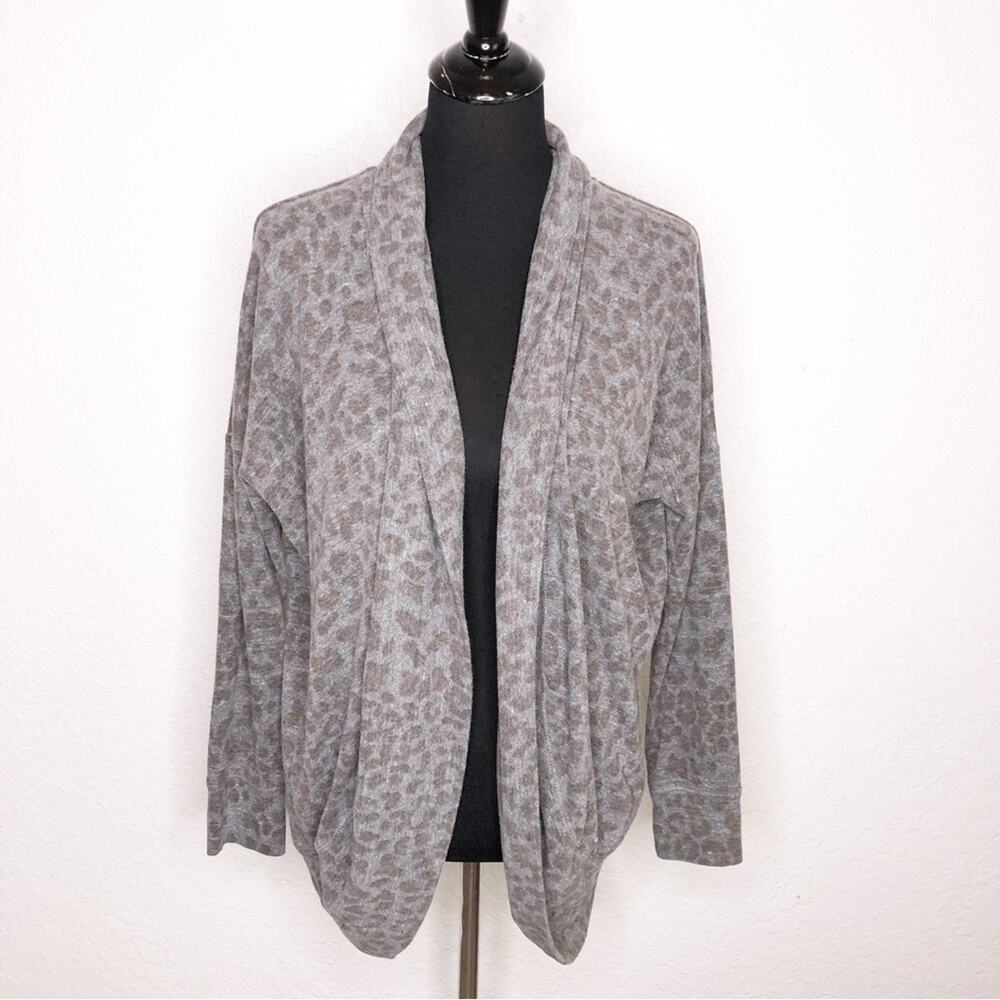 Sundry gray brown animal print open front cardigan size 1 or Small